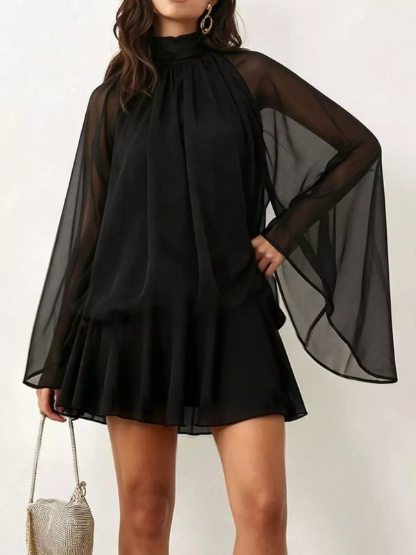 Tie-Back Flared-Sleeve Mini Dress