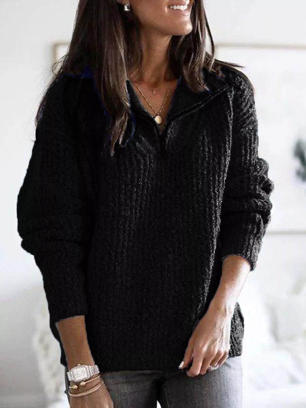 Textured Half-Zip Jumper