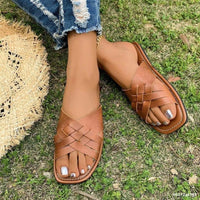 Cobalt Woven Cross-Strap Sandals