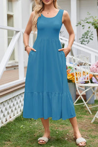 Buttercream Wide-Strap Tank Midi Dress
