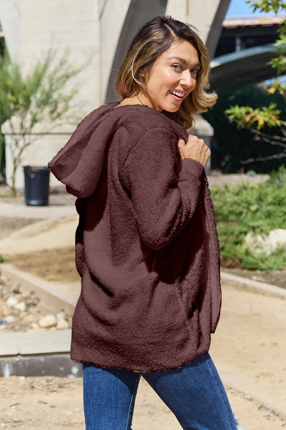 Cosy Teddy Hooded Jacket with Pockets