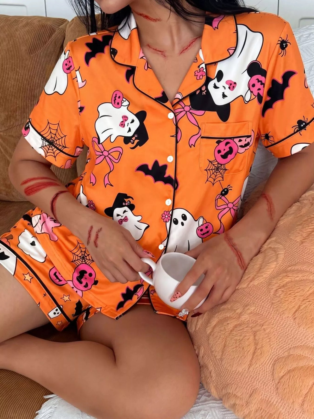 Ghost Print Pyjama Shorts Set – Brights
