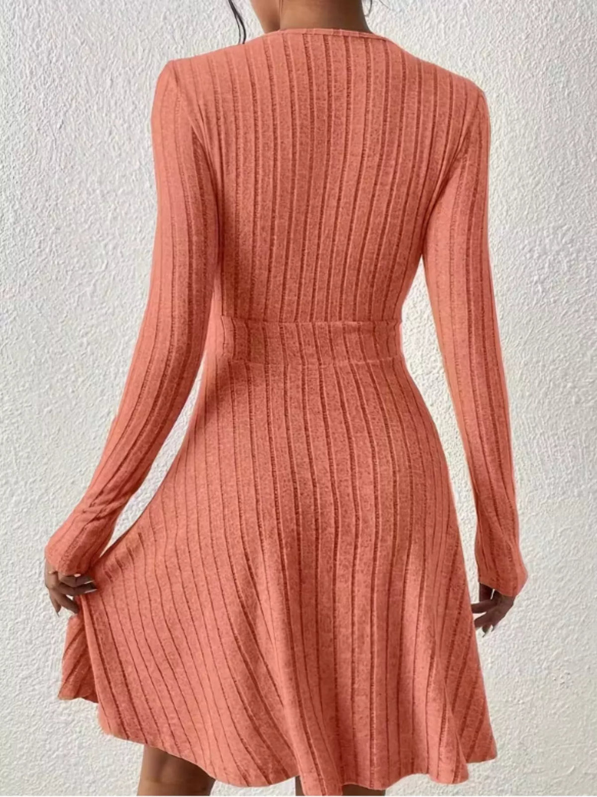 Soft Ribbed Wrap Knit Mini Dress