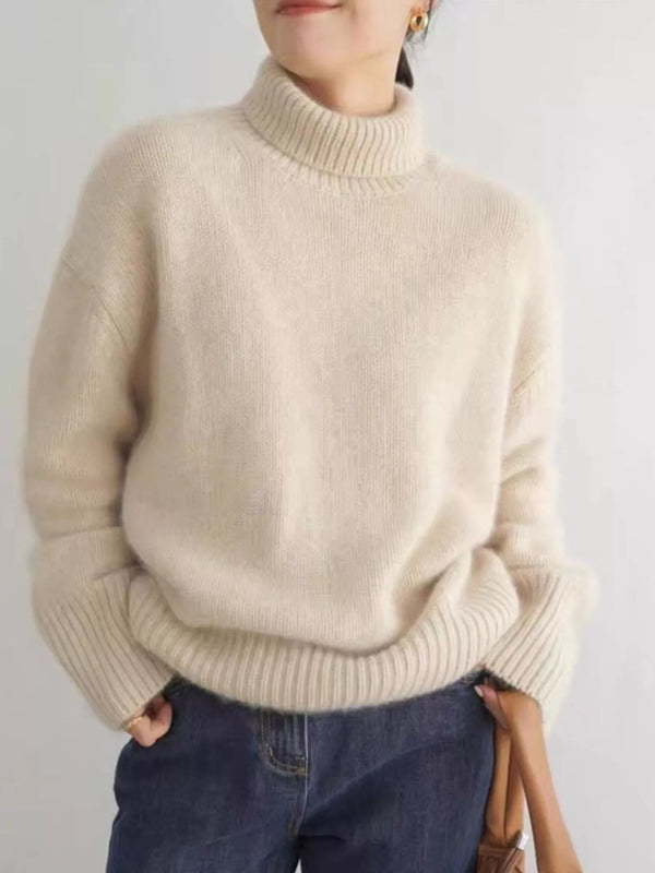 Ribbed Roll-Neck Drop-Shoulder Jumper
