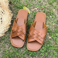Cobalt Woven Cross-Strap Sandals