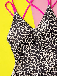 Pink Leopard Plunge Swimsuit