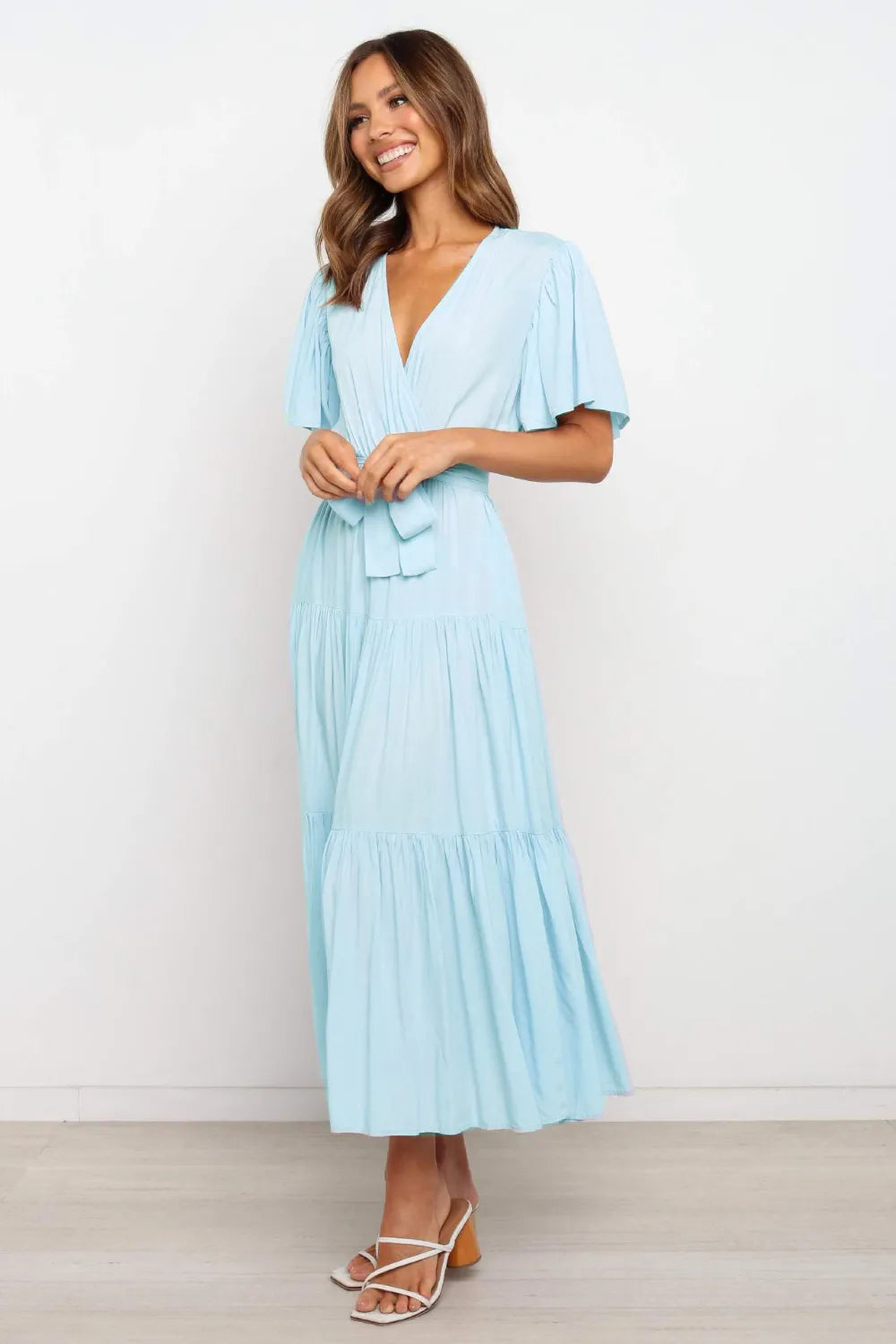 Garden Party Tie-Back Tiered Midi Dress