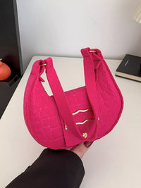 Croc-Effect Baguette Shoulder Bag