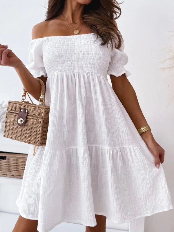 Bardot Smocked Off-Shoulder Mini Dress