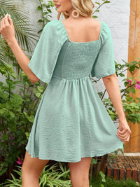 Tie-Front Flutter-Sleeve Beach Dress