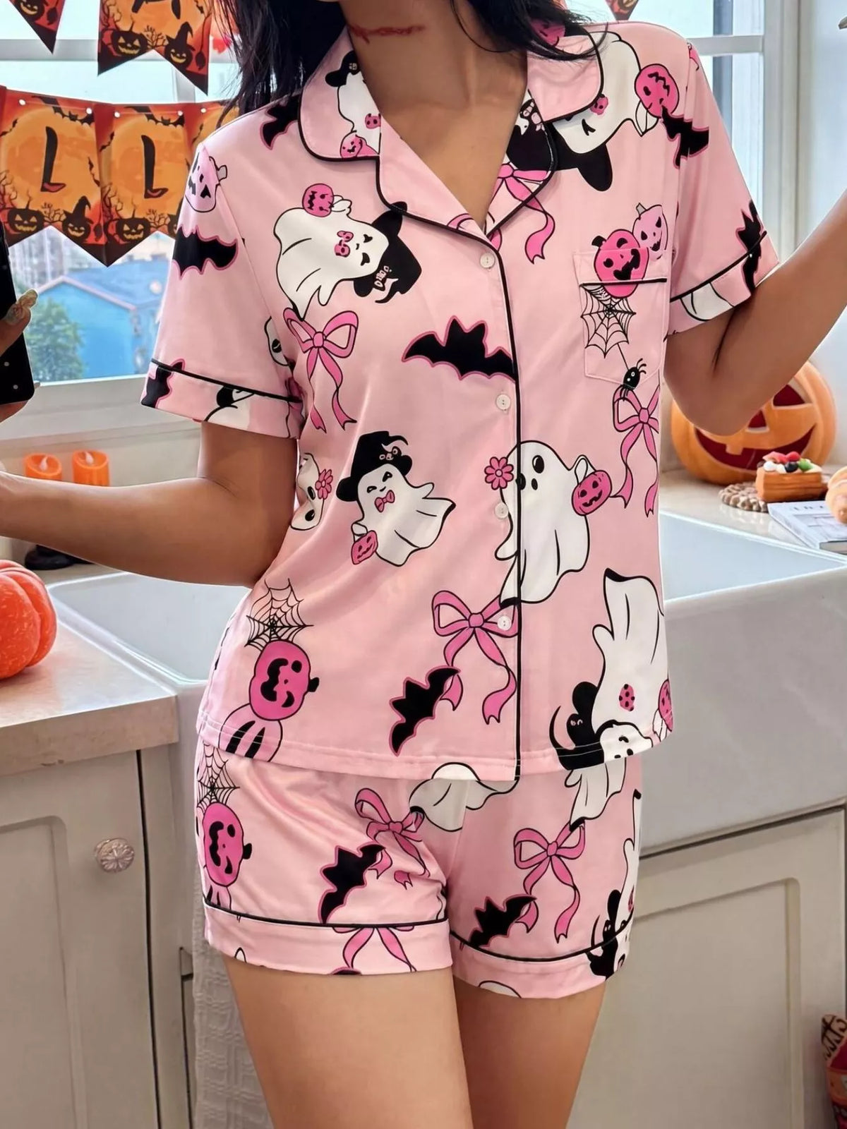 Ghost Print Pyjama Shorts Set – Brights