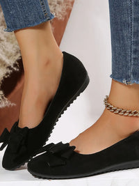 Bow-Front Round-Toe Ballet Flats