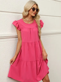 Sweet Tiered Ruffle-Sleeve Mini Dress