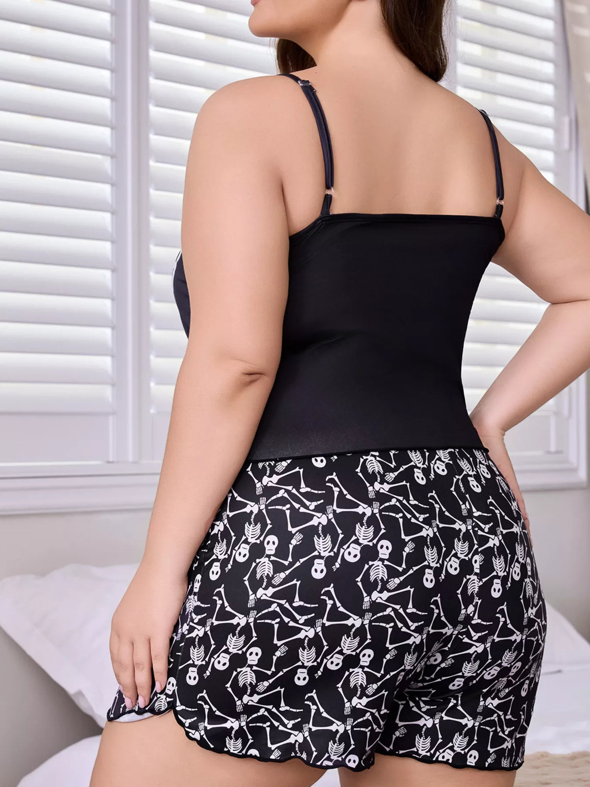 Plus Size Skeleton Print Cami Pyjama Set
