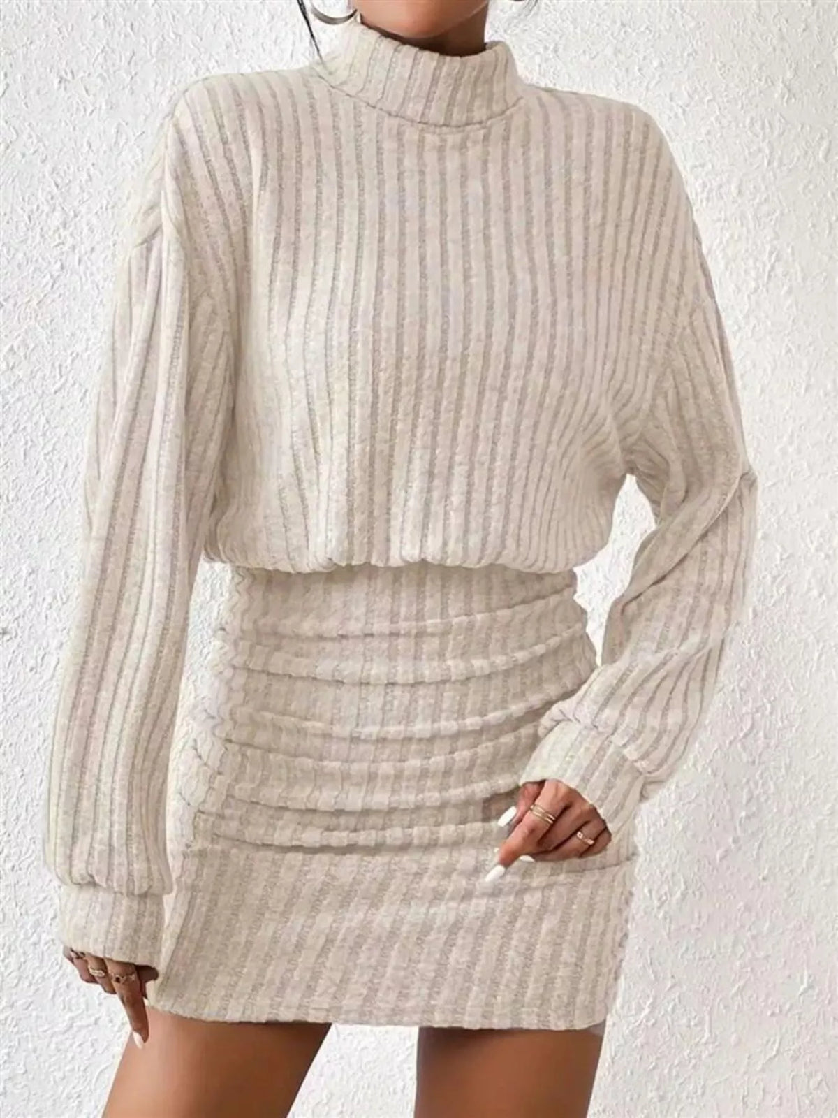 Cosy Knit Roll-Neck Bodycon Mini