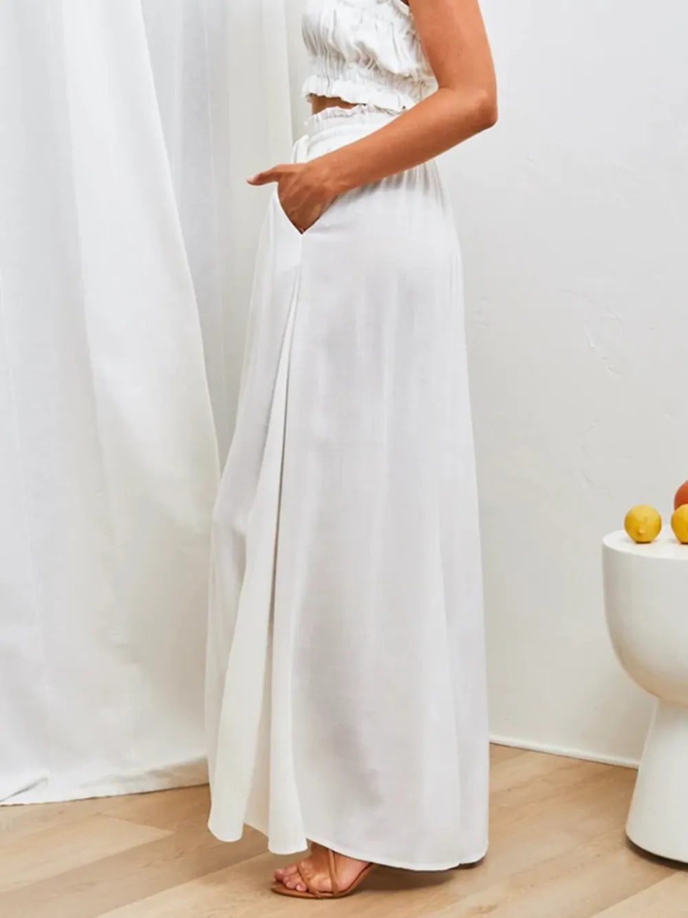 Terracotta High-Waist Palazzo Trousers