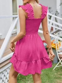 Sun-Kissed Smocked Square-Neck Dress