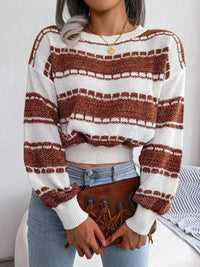 Colour-Block Cropped Knit Jumper