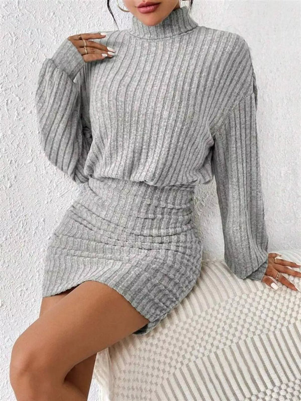 Cosy Knit Roll-Neck Bodycon Mini