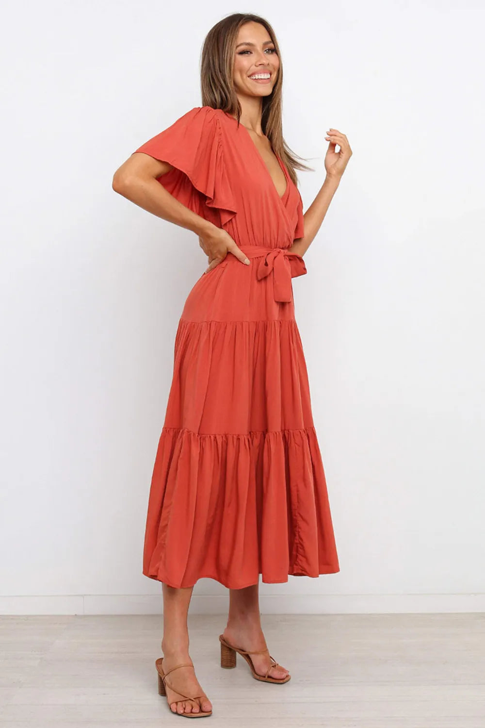 Amalfi Tie-Waist Tiered Midi Dress