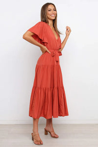 Amalfi Tie-Waist Tiered Midi Dress