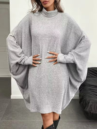 Oversized Ribbed Roll-Neck Jumper Dress