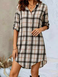 Check Button-Down Shirt Dress