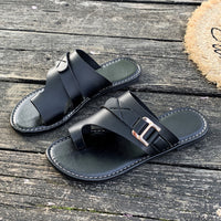 Buckle Toe-Loop Slider Sandals