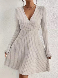 Soft Ribbed Wrap Knit Mini Dress