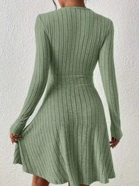 Soft Ribbed Wrap Knit Mini Dress