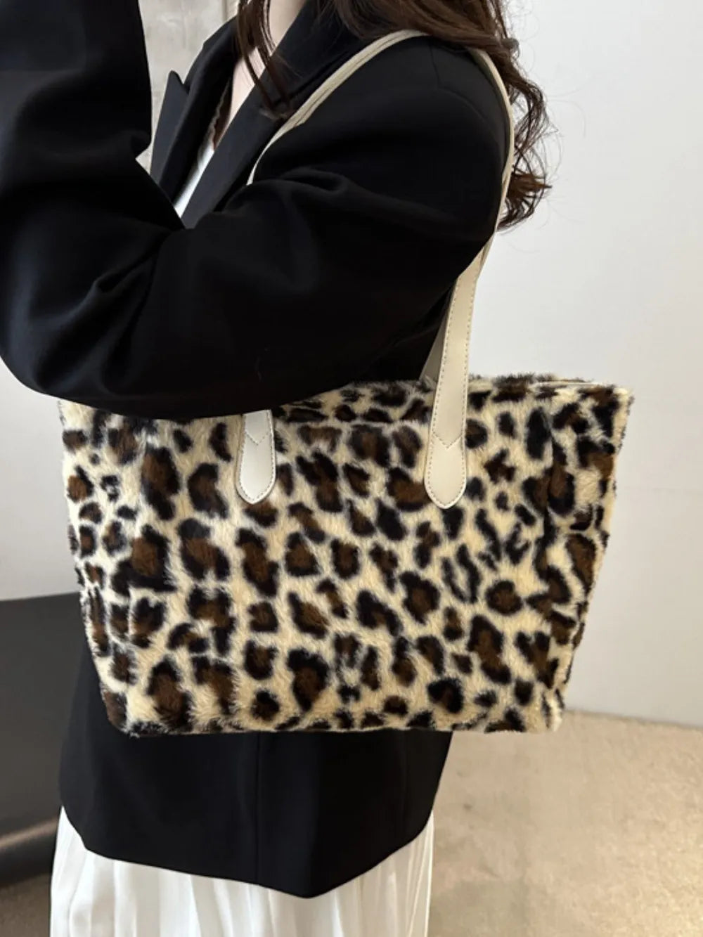 Leopard Faux-Fur Tote Bag