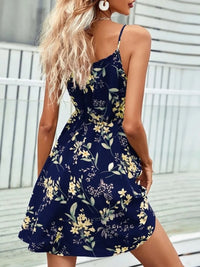 Midnight Bloom Strappy Summer Mini Dress