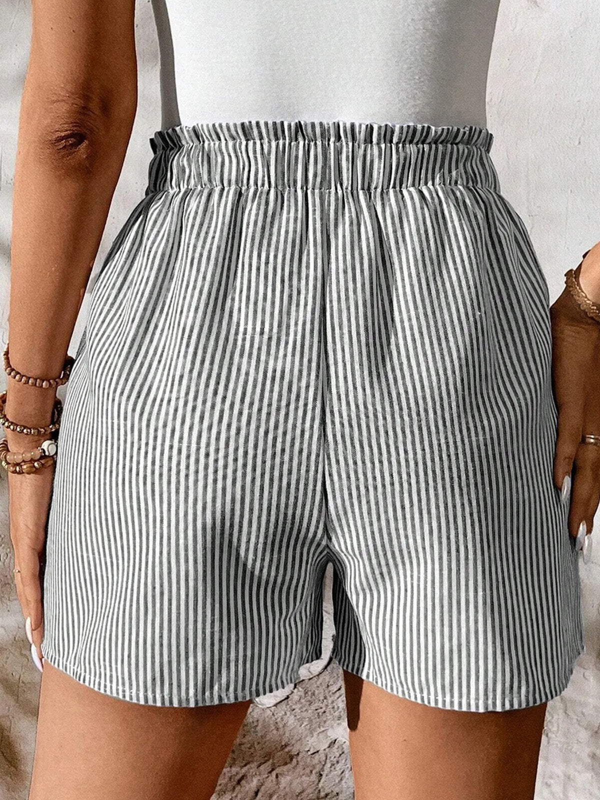 Pinstripe Drawstring Lounge Shorts