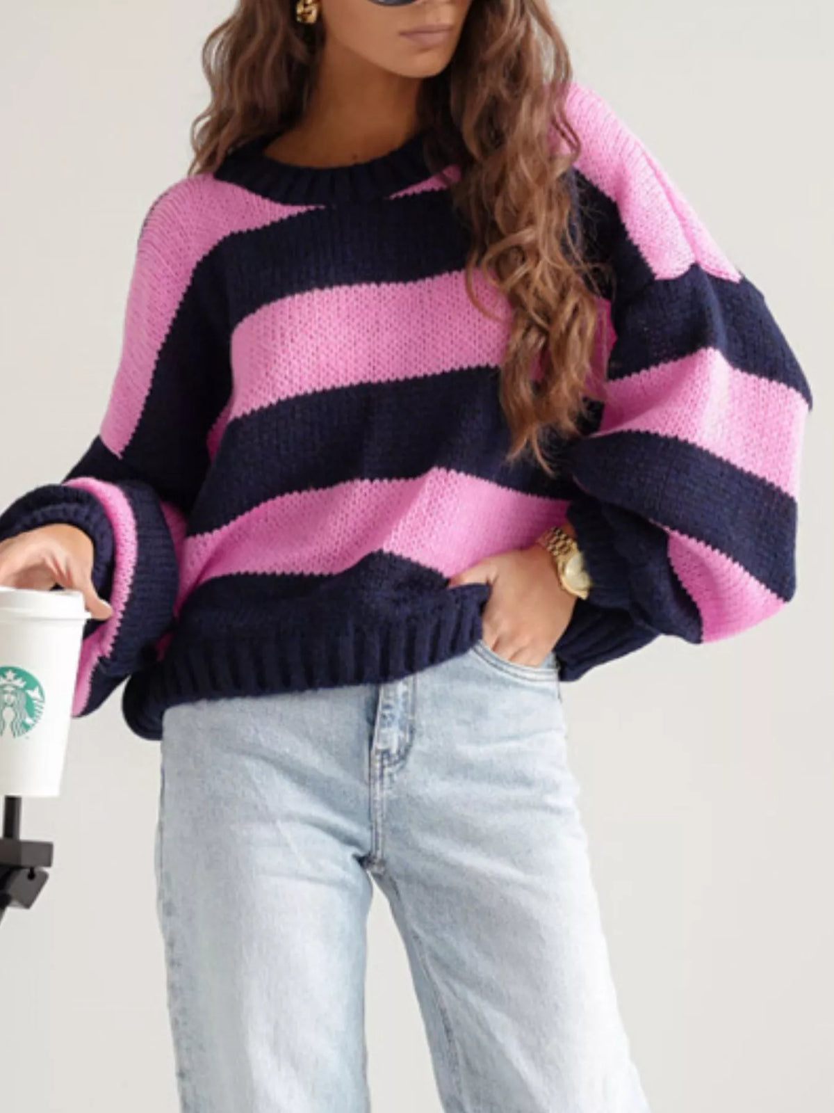Bold Stripe Drop-Shoulder Jumper