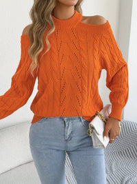 Cold-Shoulder Cable-Knit Jumper
