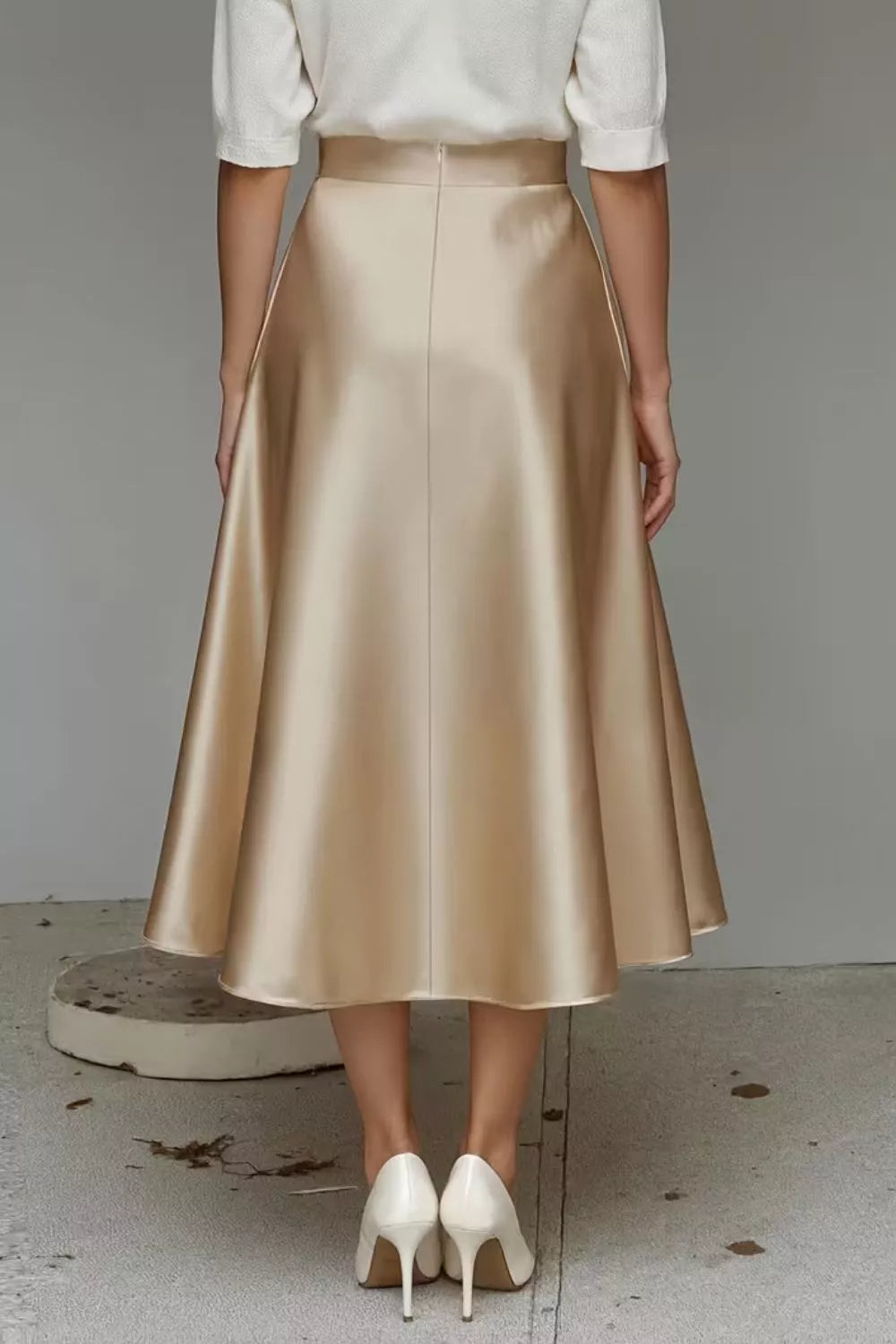 Liquid Satin A-Line Midi Skirt