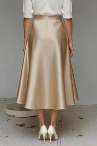 Liquid Satin A-Line Midi Skirt