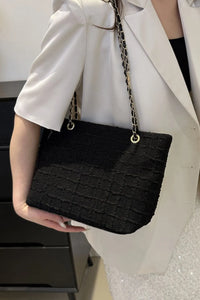Quilted Chain-Handle Tote Bag