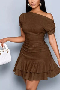 One-Shoulder Tiered Ruffle Mini Dress