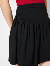 Side-Tie Asymmetric Frill Mini Skirt