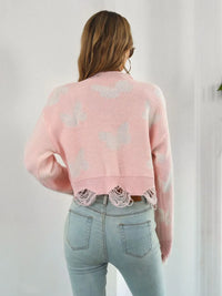 Butterfly Distressed Cropped Jumper