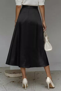 Liquid Satin A-Line Midi Skirt