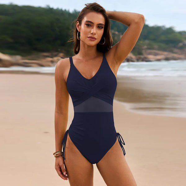 Charcoal Ruched Plunge Swimsuit