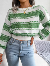 Colour-Block Cropped Knit Jumper