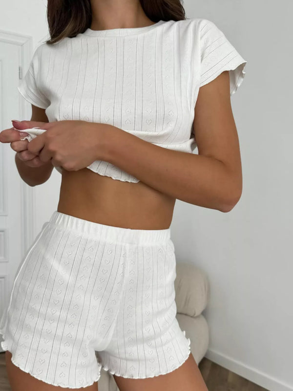 Waffle-Knit Top & Shorts Lounge Set