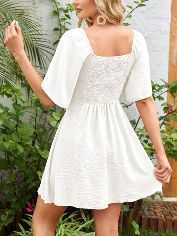 Tie-Front Flutter-Sleeve Beach Dress