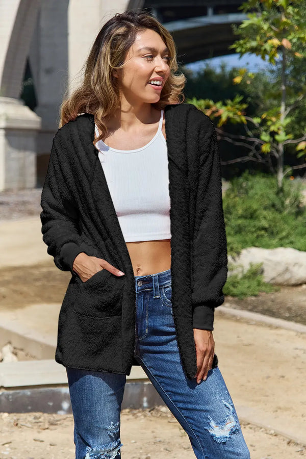 Cosy Teddy Hooded Jacket with Pockets