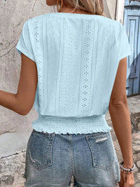 Summer Eyelet V-Neck Blouse