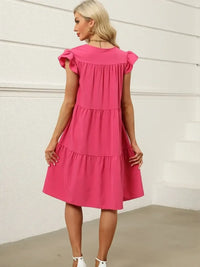 Sweet Tiered Ruffle-Sleeve Mini Dress