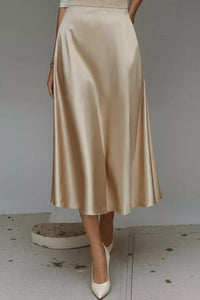 Liquid Satin A-Line Midi Skirt